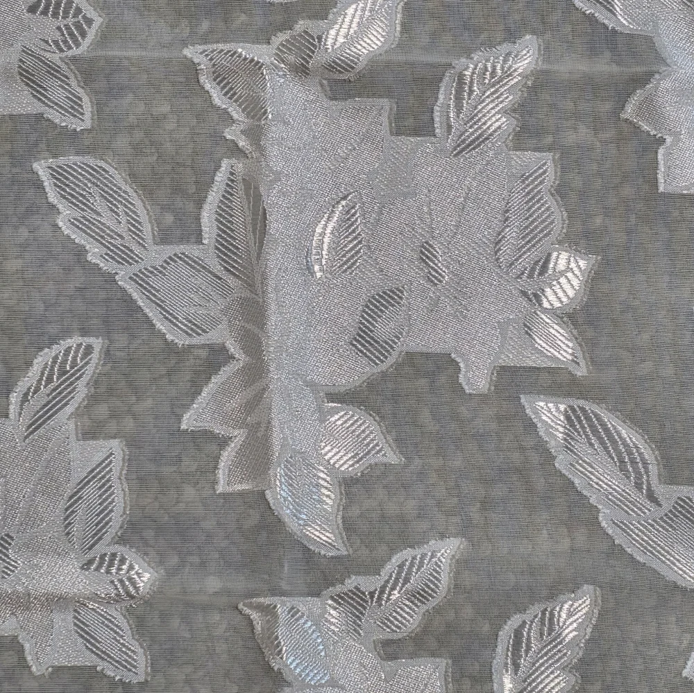 Bloomingdale's White Woven Leaf Pattern Neck Scarf